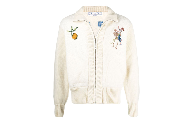 Off-White FW20 Knit Pattern Bomber Jacket Men’s Off-White Beige OMHF016F20KNI0010118