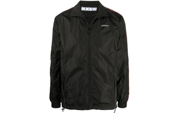 Order オフホワイト FW20 レターロゴ ブラック ジップジャケット メンズ用 OMEA233E20FAB0011001