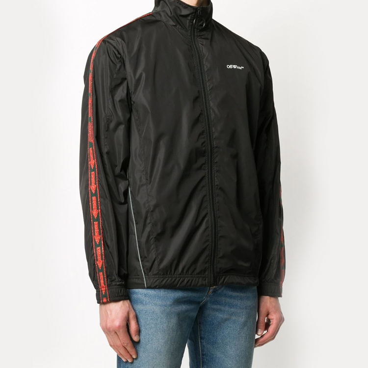 Purchase オフホワイト FW20 レターロゴ ブラック ジップジャケット メンズ用 OMEA233E20FAB0011001