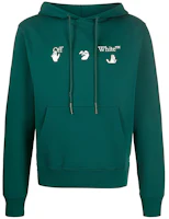 OFF-WHITE FW20 Logo Print Green Pullover Hoodie Casual Long Sleeve OMBB034E20FLE0025701 OFF-WHITE FW20 Logo Print Green Pullover Hoodie Casual Long Sleeve OMBB034E20FLE0025701