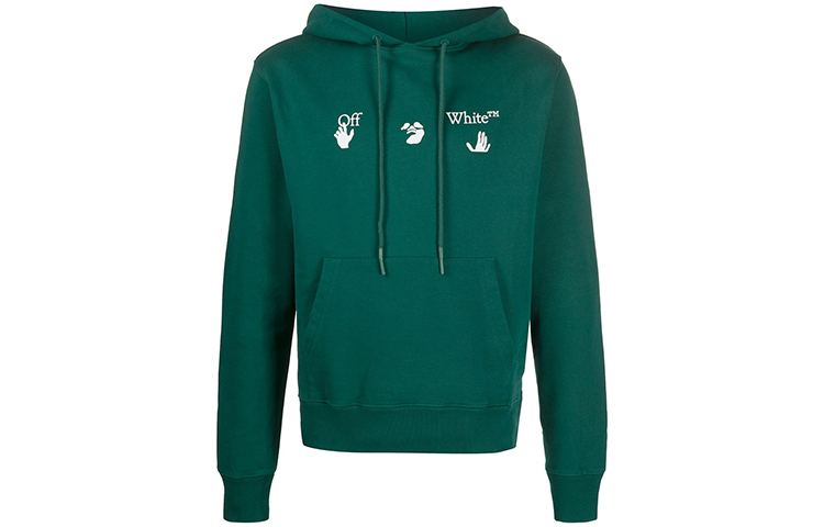 OFF-WHITE FW20 Logo Print Green Pullover Hoodie Casual Long Sleeve OMBB034E20FLE0025701 圖 2