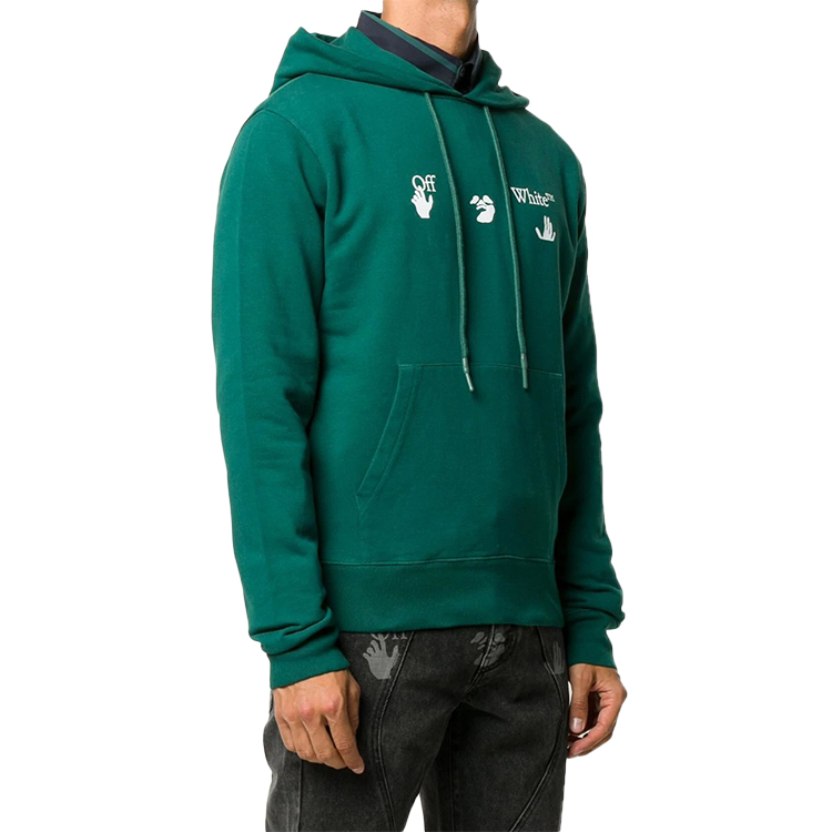OFF-WHITE FW20 Logo Print Green Pullover Hoodie Casual Long Sleeve OMBB034E20FLE0025701 圖 3