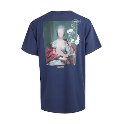 OFF-WHITE FW20 Mariana Oil Painting Print Loose T-Shirt Blue () OMAA038E191850053088