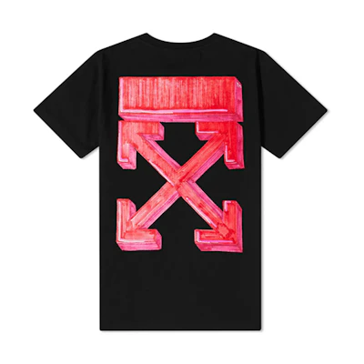 OFF-WHITE FW20 Marker Arrow Red Arrow Graphic Tee Black Regular Fit OMAA027E20JER0051025