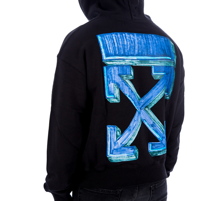 Sizing OFF-WHITE FW20 Marker Arrows Print Black Sweatshirt Men OMBB037E20FLE0021045