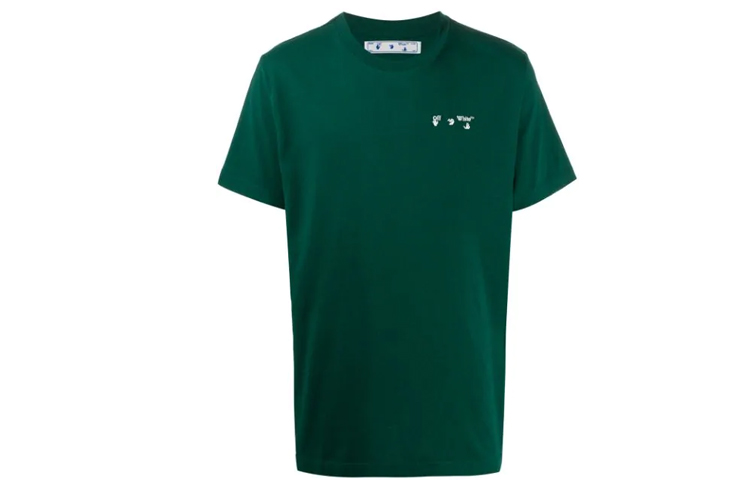 OFF-WHITE FW20 Mini Logo Green Short Sleeve T-Shirt OMAA027E20JER0015701
