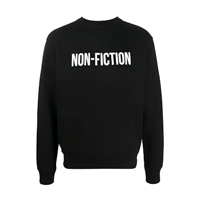 OFF-WHITE FW20 Non-Fiction Letter Print Crewneck Black Sweatshirt Men OMBA025E20FLE0071001