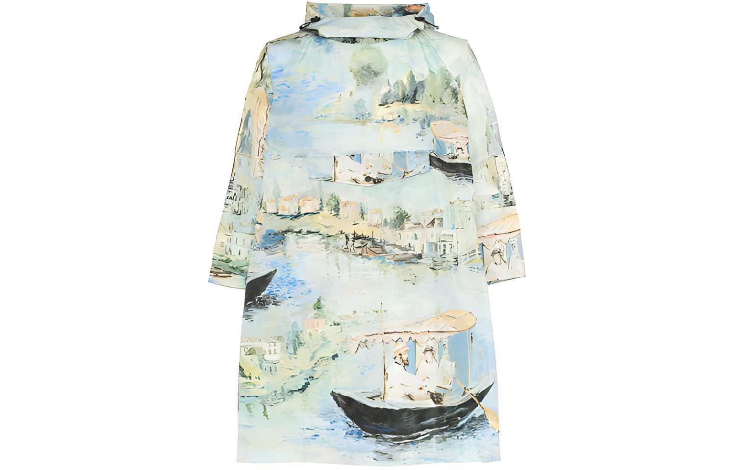 OFF-WHITE FW20 Oil Painting Nylon Pullover Hoodie Jacket Green Men OMEI001R19C130219900