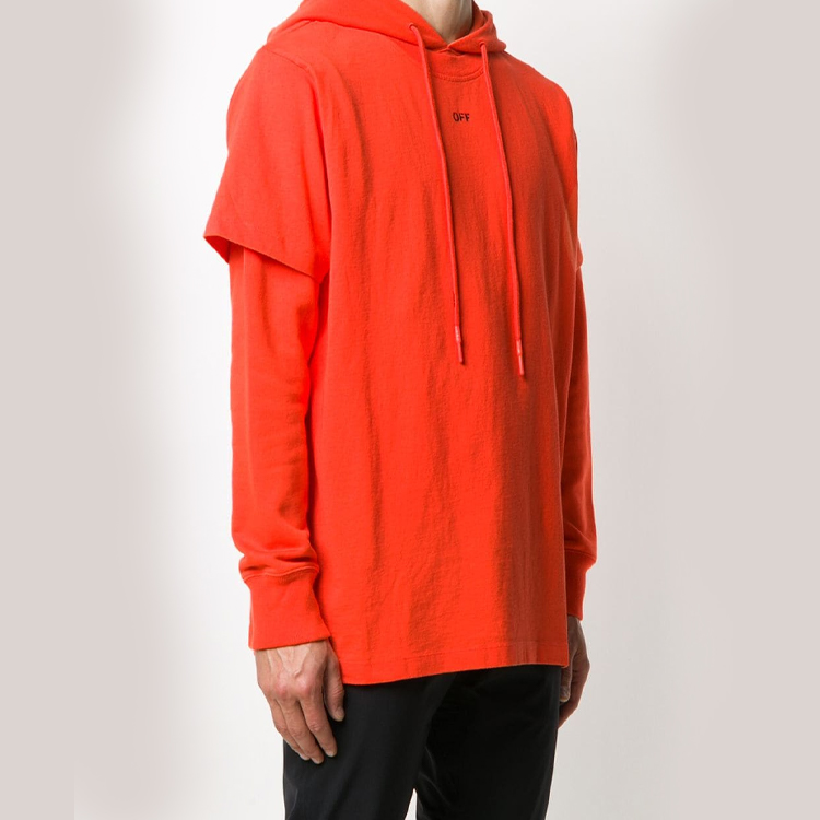 OFF-WHITE FW20 Paint-Splatter Arrows Logo Layered Hoodie Orange/Red Men OMBB051E20FLE0012010 圖 4