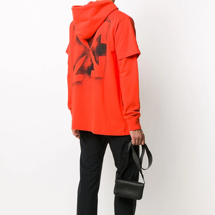 OFF-WHITE FW20 Paint-Splatter Arrows Logo Layered Hoodie Orange/Red Men OMBB051E20FLE0012010 圖 5