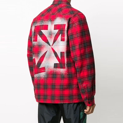 OFF-WHITE FW20 紅色格紋外套式長袖襯衫 OMEM001E20FAB0012510 Shop OFF-WHITE FW20 紅色格紋外套式長袖襯衫 OMEM001E20FAB0012510