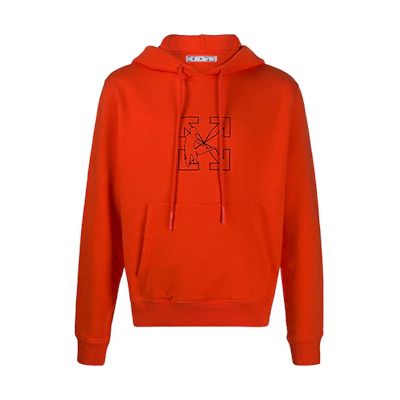 OFF-WHITE FW20 Red Worker Graphic Arrows Logo Hoodie OMBB034E20FLE0032010