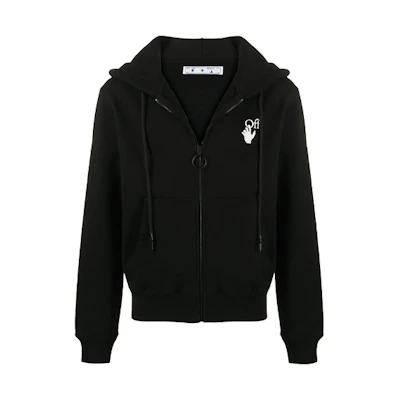 OFF-WHITE FW20 Religious Arrow Painting Zip Hoodie Black OMBE001F20FLE0031001