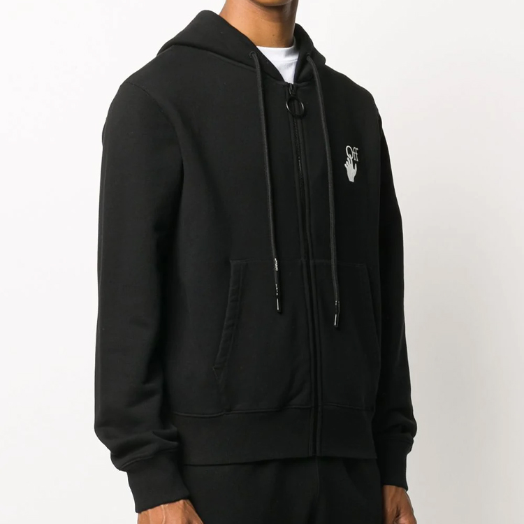 Shop 오프 화이트 FW20 리지어스 애로우 페인팅 집 후디 블랙 OMBE001F20FLE0031001