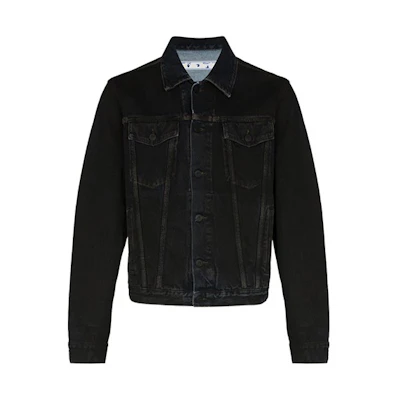 OFF-WHITE FW20 Solid Arrow Logo Print Denim Jacket Black OMYE054E20DEN0031049