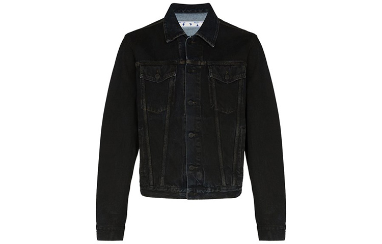 Order オフホワイト FW20 ソリッドアロー ロゴプリント デニムジャケット ブラック OMYE054E20DEN0031049