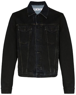 オフホワイト FW20 ソリッドアロー ロゴプリント デニムジャケット ブラック OMYE054E20DEN0031049 Order オフホワイト FW20 ソリッドアロー ロゴプリント デニムジャケット ブラック OMYE054E20DEN0031049