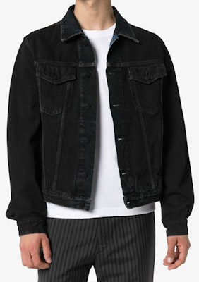 オフホワイト FW20 ソリッドアロー ロゴプリント デニムジャケット ブラック OMYE054E20DEN0031049 Shop オフホワイト FW20 ソリッドアロー ロゴプリント デニムジャケット ブラック OMYE054E20DEN0031049