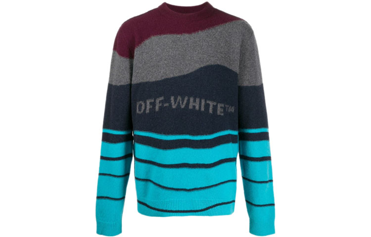 Order OFF-WHITE FW20 Striped Knit Wool Sweater Warna Blok. OMHE034R20E370252408