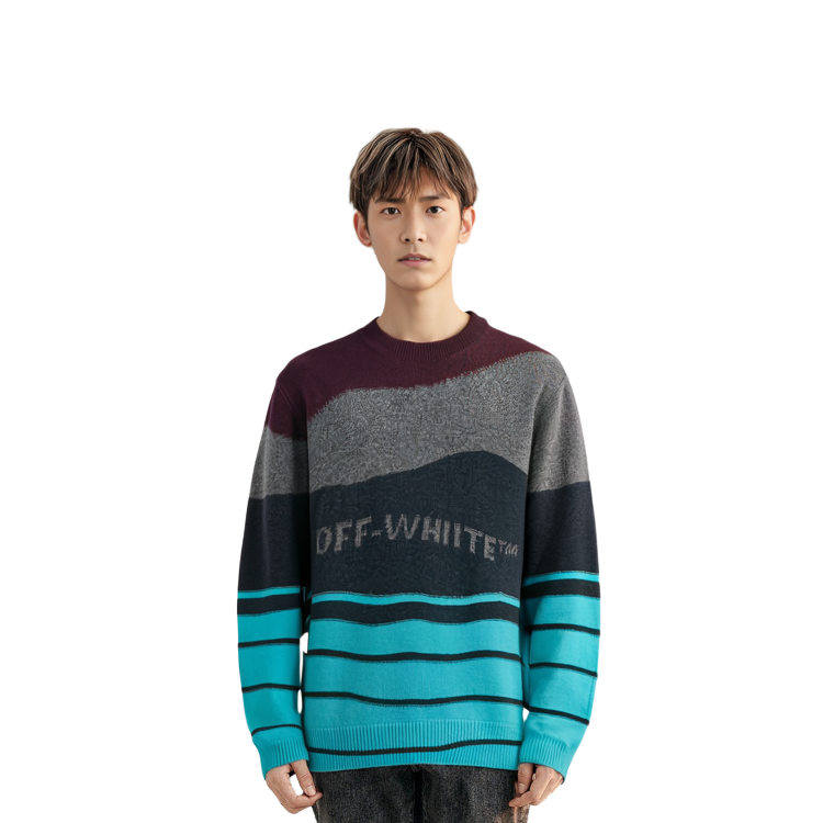 Purchase OFF-WHITE FW20 Striped Knit Wool Sweater Warna Blok. OMHE034R20E370252408
