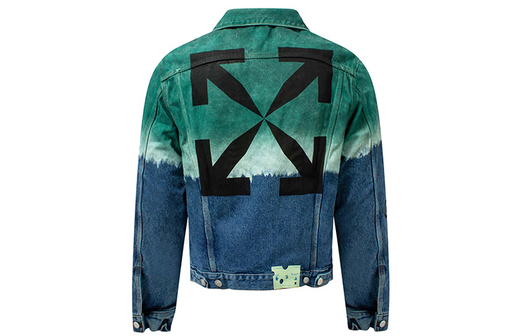 Off-White FW20 Tie-Dye Gradient Denim Jacket Blue-Green OMYE054E20DEN0024510