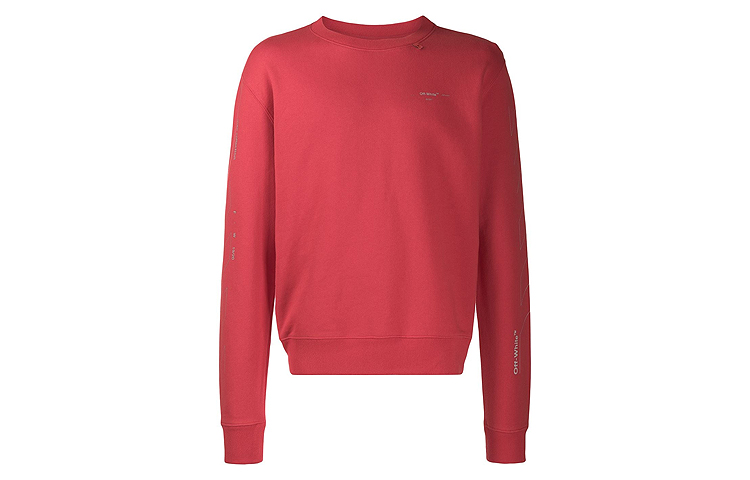 Off-White FW20 Unfinished Arrow Graphic Pullover Sweatshirt Red () OMBA025E19E300032091