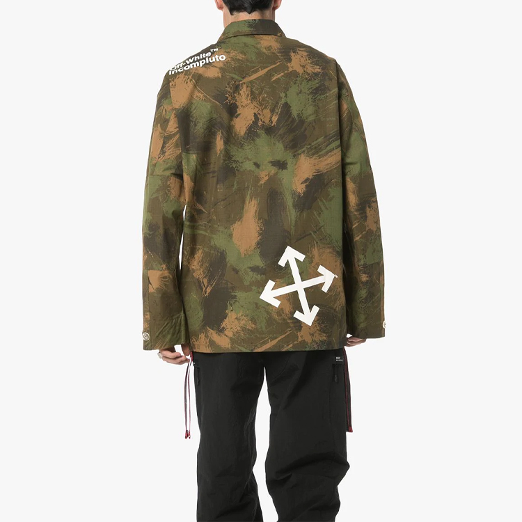 Shop Chaqueta Off-White FW20 Virgil Abloh Camo Paint Verde Hombre OMEL007E19A660189901
