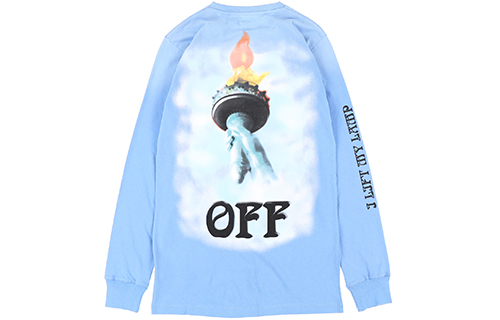 OFF-WHITE FW20 Virgil Statue of Liberty Hoodie Light Blue for Men OMBA025E181920153199 圖 3