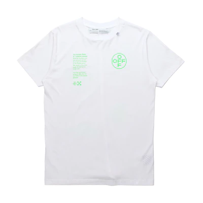 OFF-WHITE FW20 White Short-Sleeve Tee with Fluorescent Lettering OMAA027R201850060145