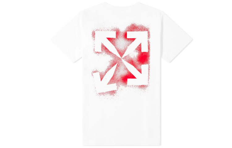 OFF-WHITE FW20 White T-Shirt with Red Spray Paint Arrows Print OMAA027E20JER0060125
