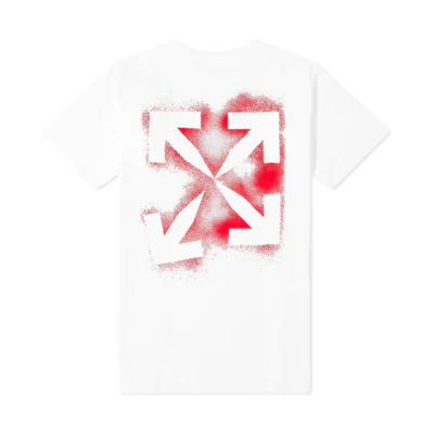 OFF-WHITE FW20 White T-Shirt with Red Spray Paint Arrows Print OMAA027E20JER0060125