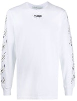 OFF-WHITE FW21 Airport Tape Slim Fit Long Sleeve Tee White OMAB001S201850030188 OFF-WHITE FW21 Airport Tape Slim Fit Long Sleeve Tee White OMAB001S201850030188