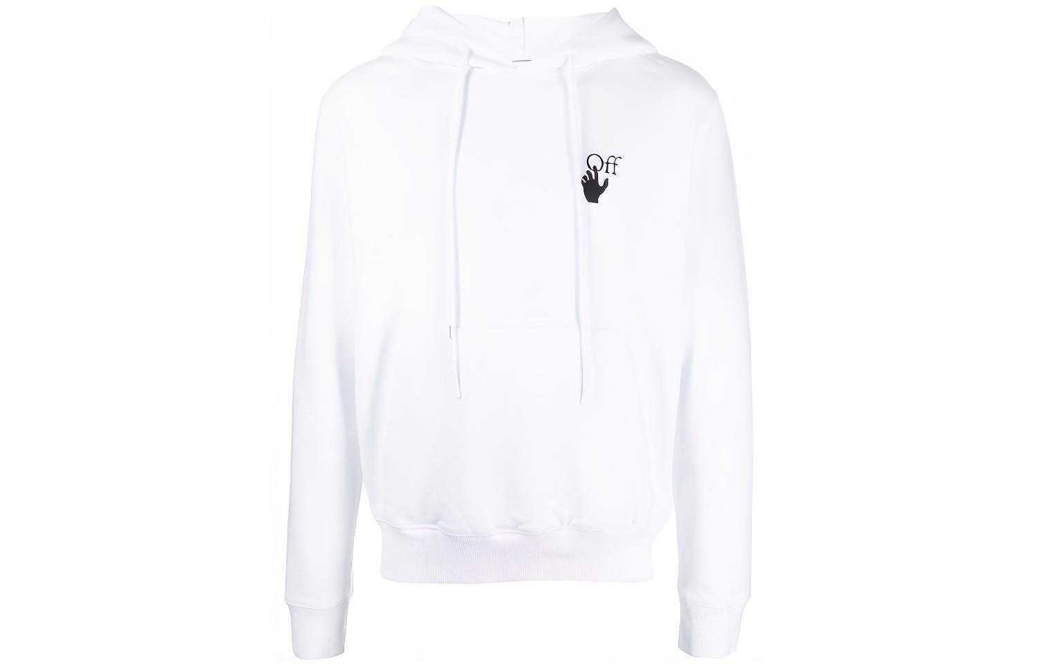 OFF-WHITE FW21 Arrow Graphic Hoodie White Menswear Regular Fit. OMBB034F21FLE0020184