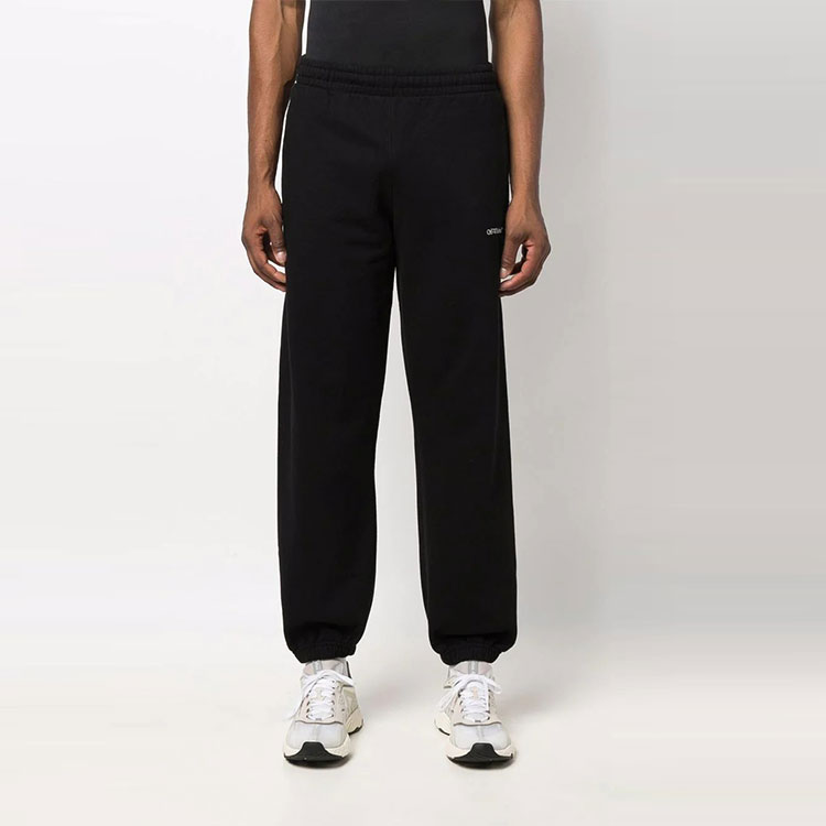 Lookbook OFF-WHITE FW21 箭頭標誌針織長褲 黑色休閒服 OMCH029F21FLE0031084