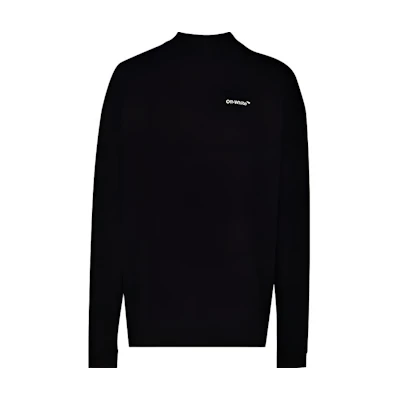 OFF-WHITE FW21 Arrow Logo Long Sleeve Crewneck T-Shirt Black ( Loose Fit) OMAB032C99JER0011001