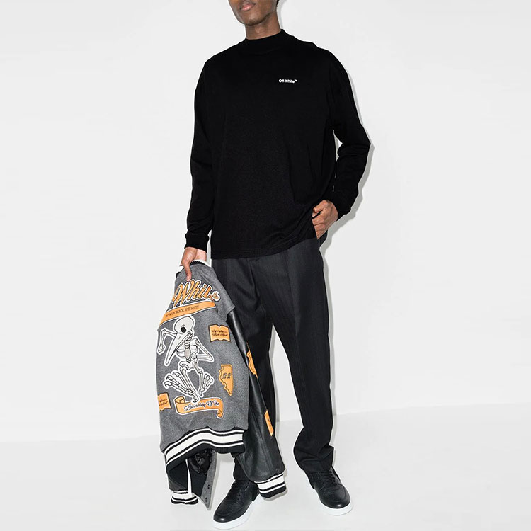Lookbook OFF-WHITE FW21 箭头标志长袖宽松版型黑色T恤 OMAB032C99JER0011001