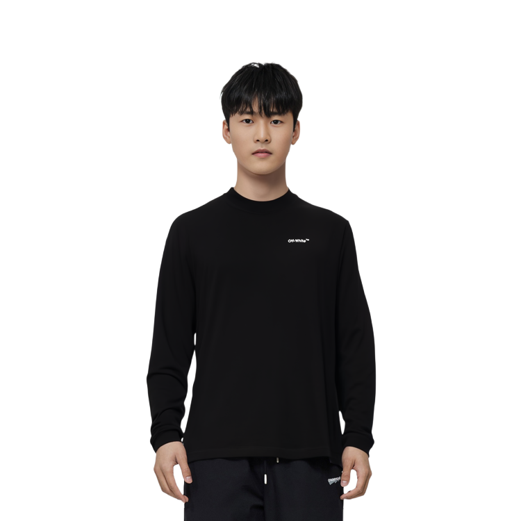 Sizing OFF-WHITE FW21 箭头标志长袖宽松版型黑色T恤 OMAB032C99JER0011001