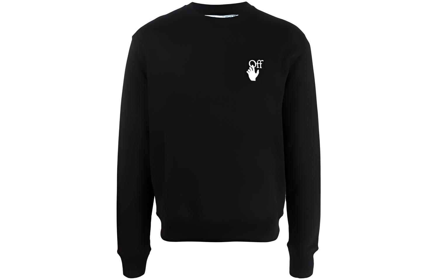 OFF-WHITE FW21 Arrow Logo Print Black Long Sleeve Sweatshirt Regular Fit OMBA025F21FLE0061084