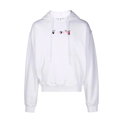 OFF-WHITE FW21 Arrow Logo Print Hoodie White Pullover. OMBB037F21FLE0150132