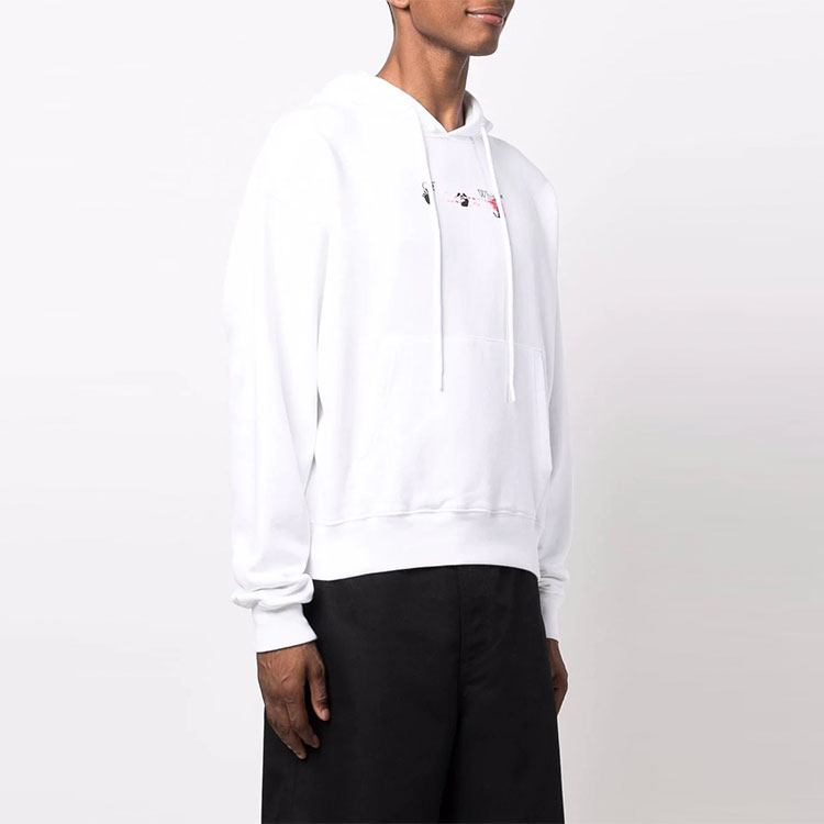 Purchase OFF-WHITE FW21 箭头标志印花连帽衫 白色套头衫. OMBB037F21FLE0150132