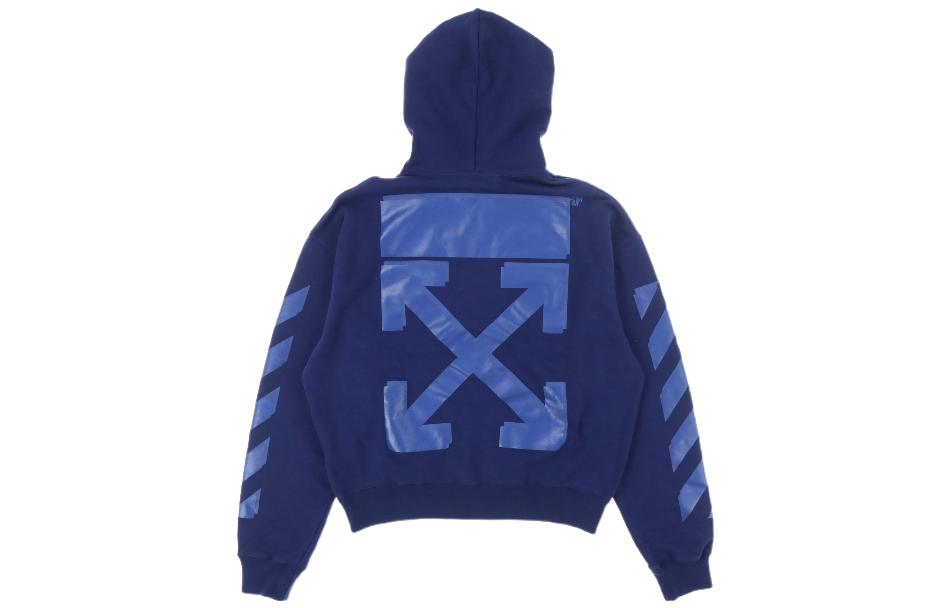 Off-White FW21 Arrow Logo Striped Pullover Hoodie Men’s Blue OMBB037F21FLE0074545