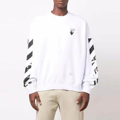 Sudadera Blanca Hombre OFF-WHITE FW21 Arrow Logo Ajuste Suelto Crewneck OMBA054F21FLE0110110 Lookbook Sudadera Blanca Hombre OFF-WHITE FW21 Arrow Logo Ajuste Suelto Crewneck OMBA054F21FLE0110110