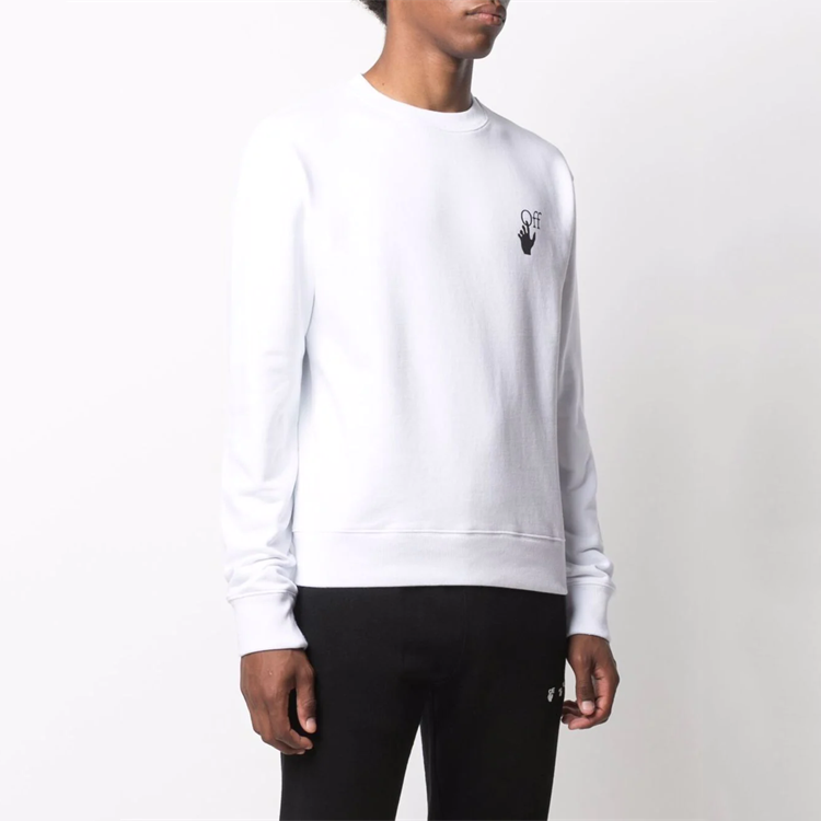 Sizing 오프화이트 FW21 화살 프린트 크루넥 스웨트셔츠 화이트 루즈핏 OMBA025F21FLE0060110