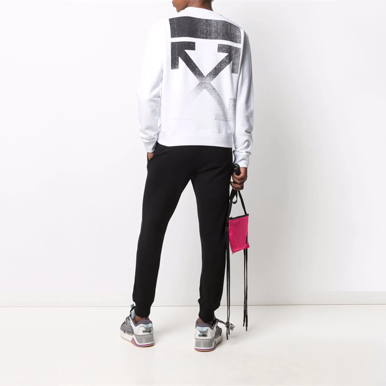 Cheap 오프화이트 FW21 화살 프린트 크루넥 스웨트셔츠 화이트 루즈핏 OMBA025F21FLE0060110