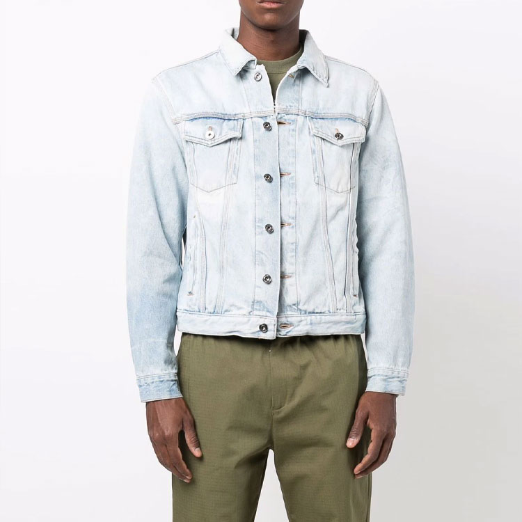 Lookbook OFF-WHITE FW21 Arrow Print Denim Jacket Blue OMYE054F21DEN0014001
