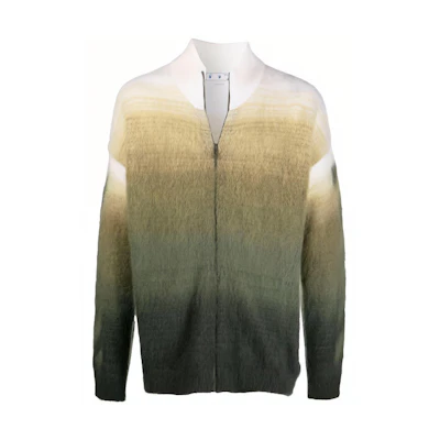 OFF-WHITE FW21 Arrow Zip-Up Cardigan Sweater . OMHF032F21KNI0015555