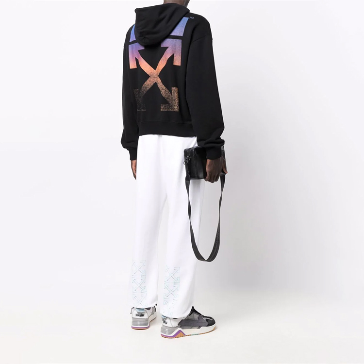 Shop OFF-WHITE FW21 箭头标志印花宽松连帽衫 黑色 男装 OMBB037F21FLE0051084