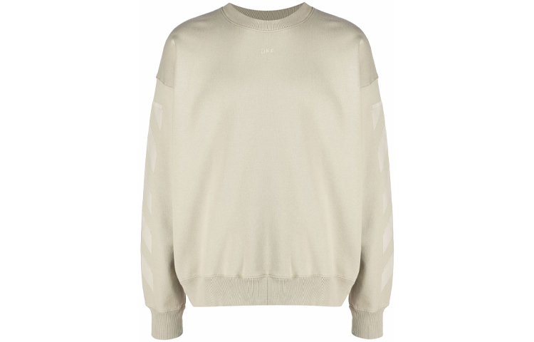 OFF-WHITE FW21 Beige Crewneck Logo Sweatshirt - Relaxed Fit OMBA054F21FLE0071717