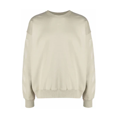 OFF-WHITE FW21 Beige Crewneck Logo Sweatshirt - Relaxed Fit OMBA054F21FLE0071717