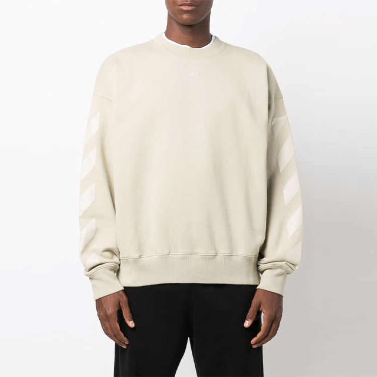 OFF-WHITE FW21 Beige Crewneck Logo Sweatshirt - Relaxed Fit OMBA054F21FLE0071717 圖 3